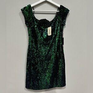 Emerald Sequin Mini Dress - Size: M